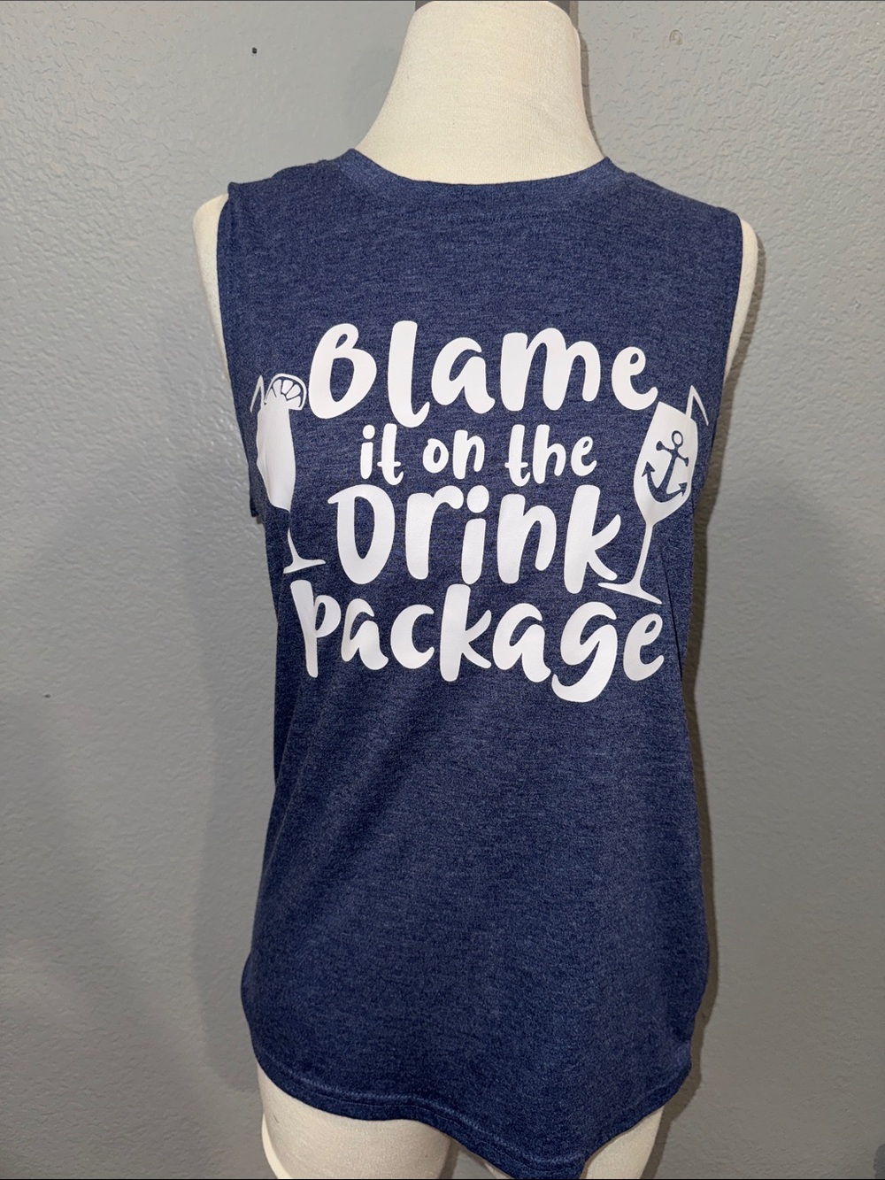 Blame It On The Drink Package Navy Muscle Tee